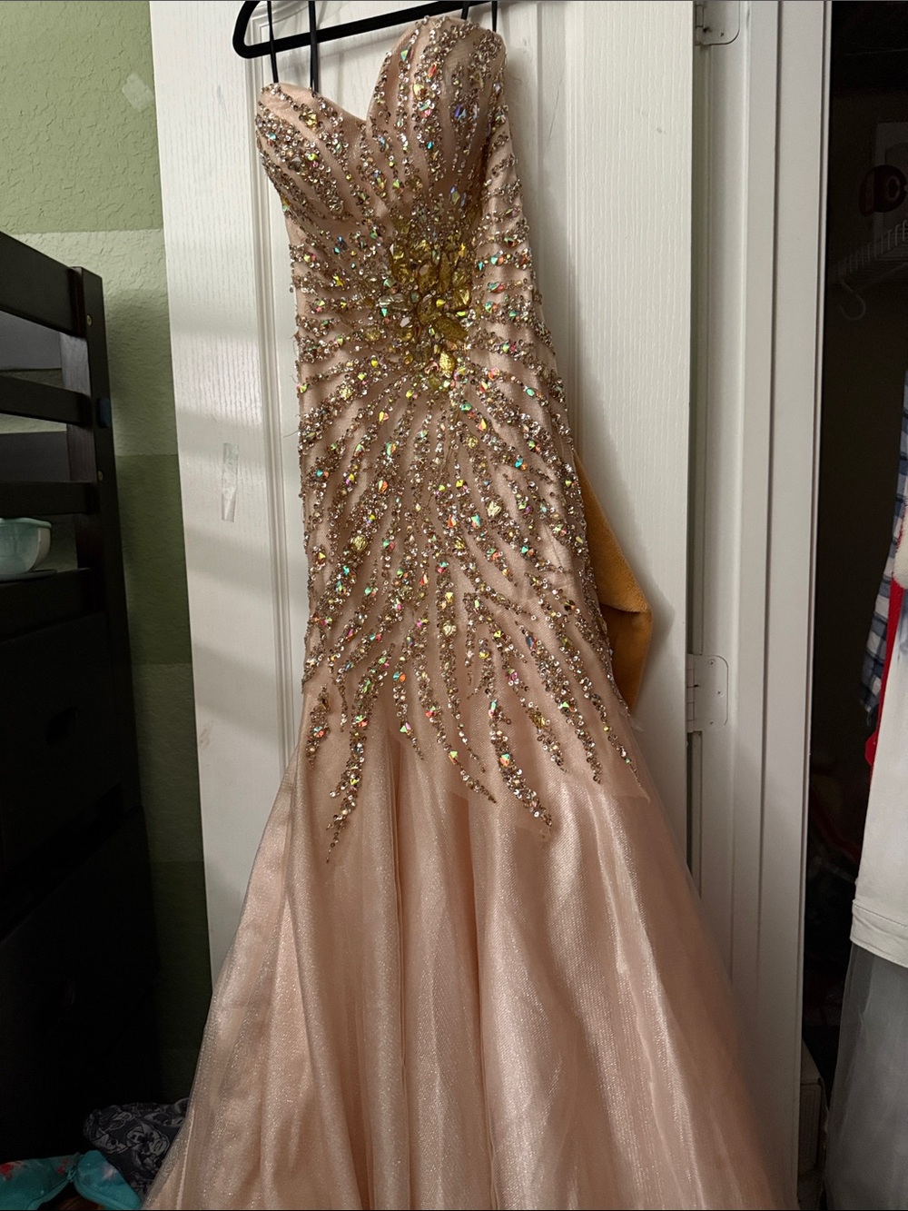 Alyce Paris Blush Beaded Strapless Mermaid Prom Dress